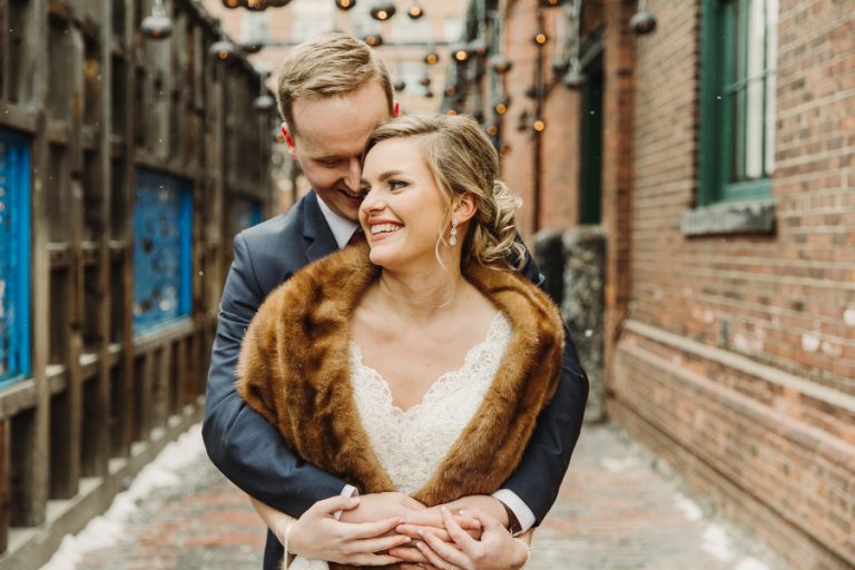 stylish indie wedding in distillery district toronto