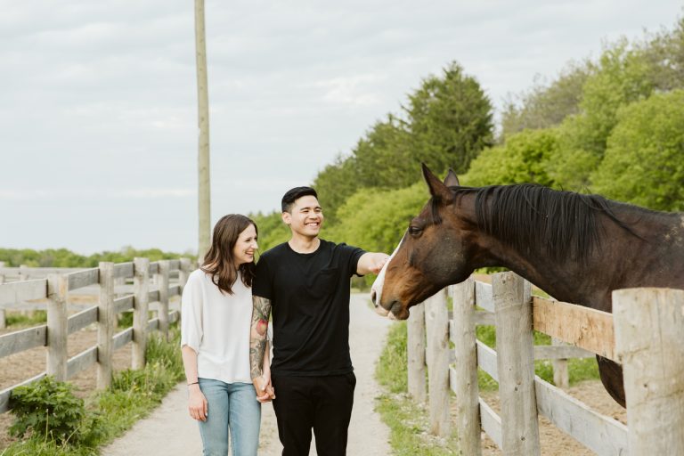 rustic engagement photography at dog tales rescue