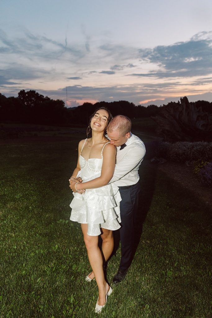 Sunset couple photos at a country barn wedding in Kitchener