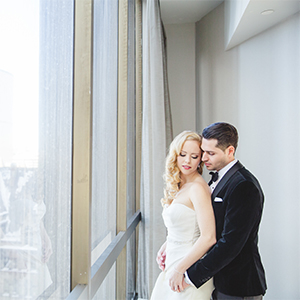 toronto wedding photos of the bride and groom at sunset